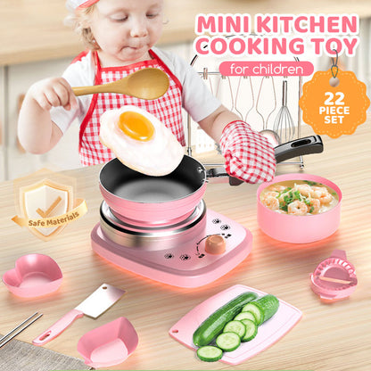 🎁[Beste gave til barn]🍳Mini leketøyskjøkken for barn – 22-delers sett