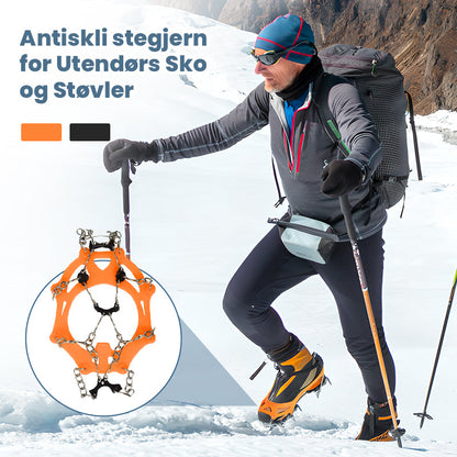 Sklisikre stegjern for tursko og -støvler