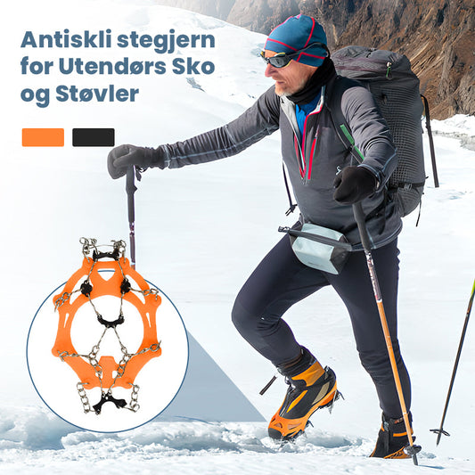 Sklisikre stegjern for tursko og -støvler