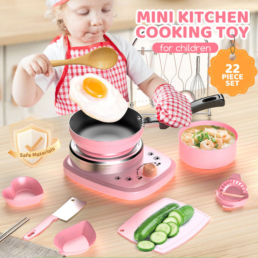 🎁 [Beste gave til barn] 🍳Barns ekte matlaging minikjøkkenleker - 22 PCS-sett