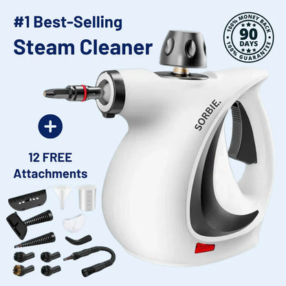 🧼 60 % RABATT! 🚿 Bærbar damprenser – Økt trykk, flere overflater og 12-delers sett – Kjemikaliefri, hygienisk og grundig rengjøring ✨