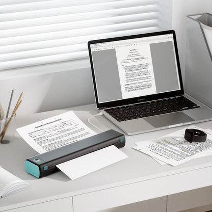 Bærbar trådløs skriver, ideell for bruk på farten, D810 Bluetooth-termisk skriver, støtter papirstørrelse US Letter 8,5 x 11 tommer, inkludert skrivere for tatoveringsstudioer og kontorer.