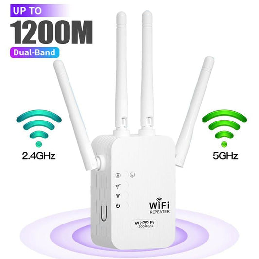 🎁Siste dag: 50 % rabatt! 🔥 Wi-Fi-forsterker 2026 – 1200 Mbit/s, dual band (5 GHz / 2,4 GHz) 📶 Maksimal signalforsterkning – stabil tilkobling i hele huset!