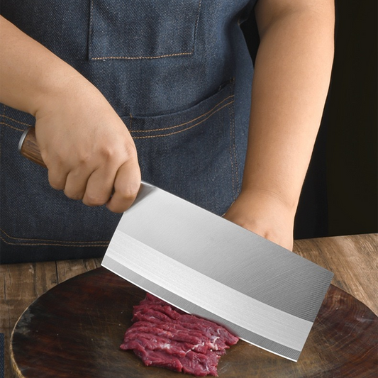 Skarp kjøttkniv med trehåndtak
