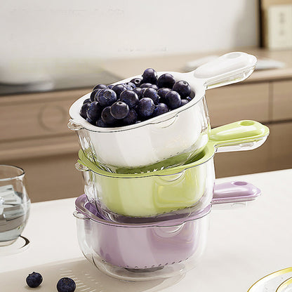 Flerfunksjons håndholdt tolags dreneringskurv