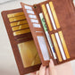 Retro-stil RFID-blokkerende trefoldig lommebok for kvinner