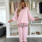 Rutete patchwork-genser og buksesett