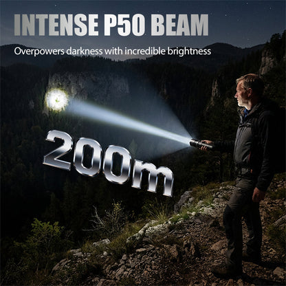 P50 Oppladbar LED-lommelykt med justerbar zoom