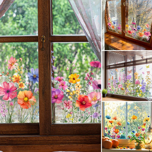 ✨SISTE DAGS SALG 50 % RABATT!💐Fargerik blomsterbukett-vindusklistremerke🖼️