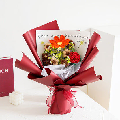 🌹Morsdagsspesialtilbud 50 % rabatt!💕Håndlaget delikat heklet blomsterbukett